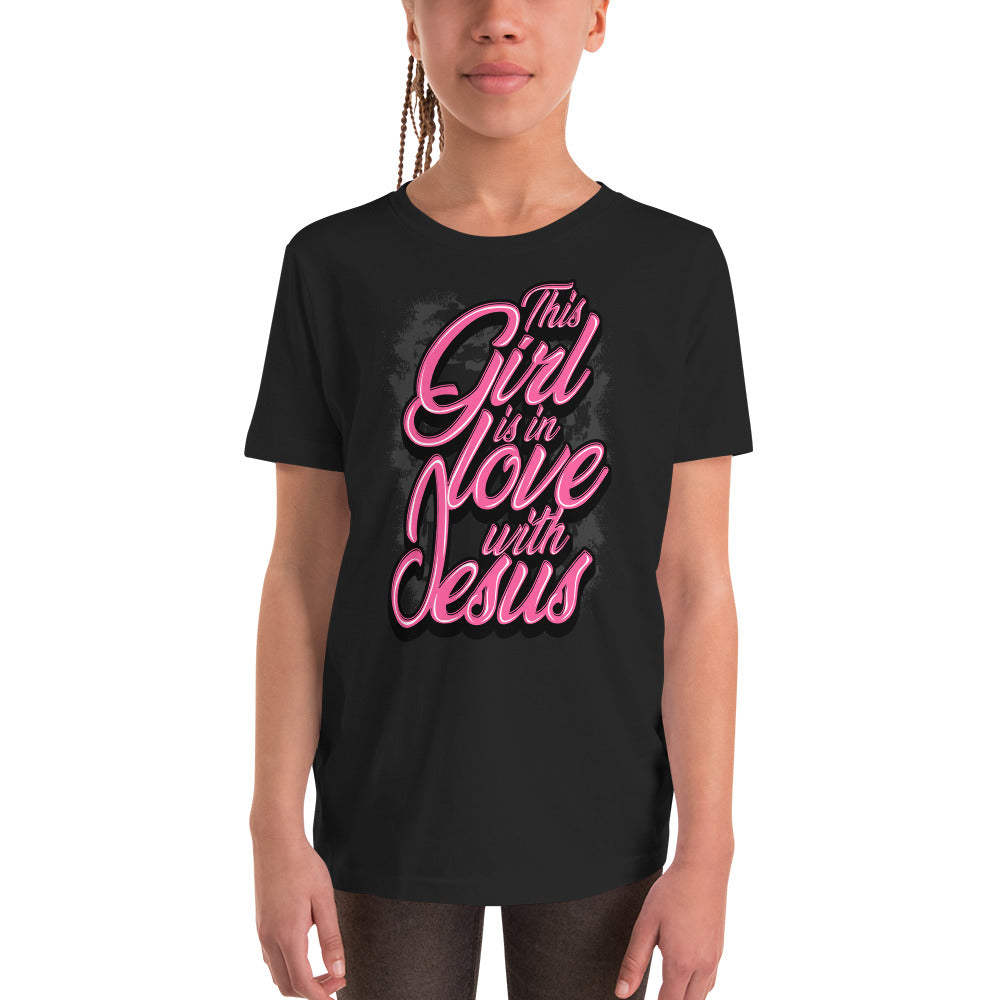 This Girl Is In Love With Jesus  (Pink Youth T-Shirt)