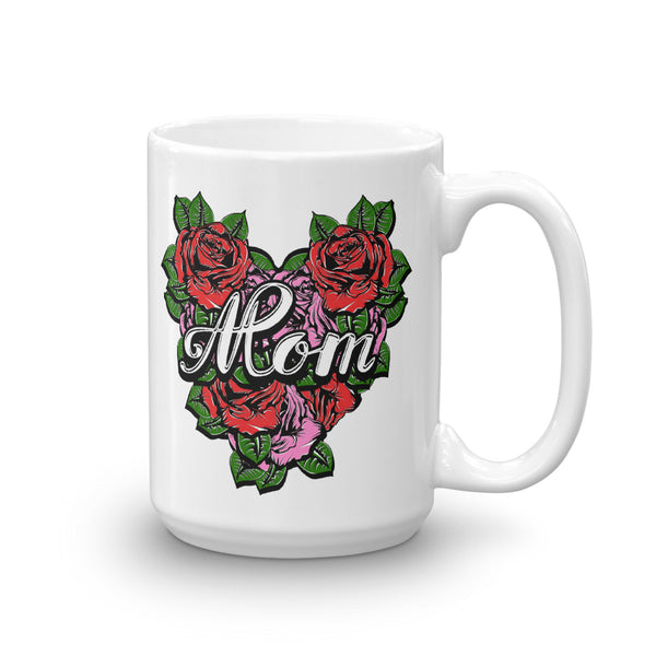 Mothers Day Flowered Heart Glossy Mug