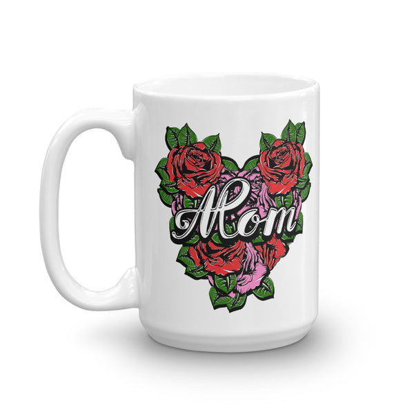 Mothers Day Flowered Heart Glossy Mug